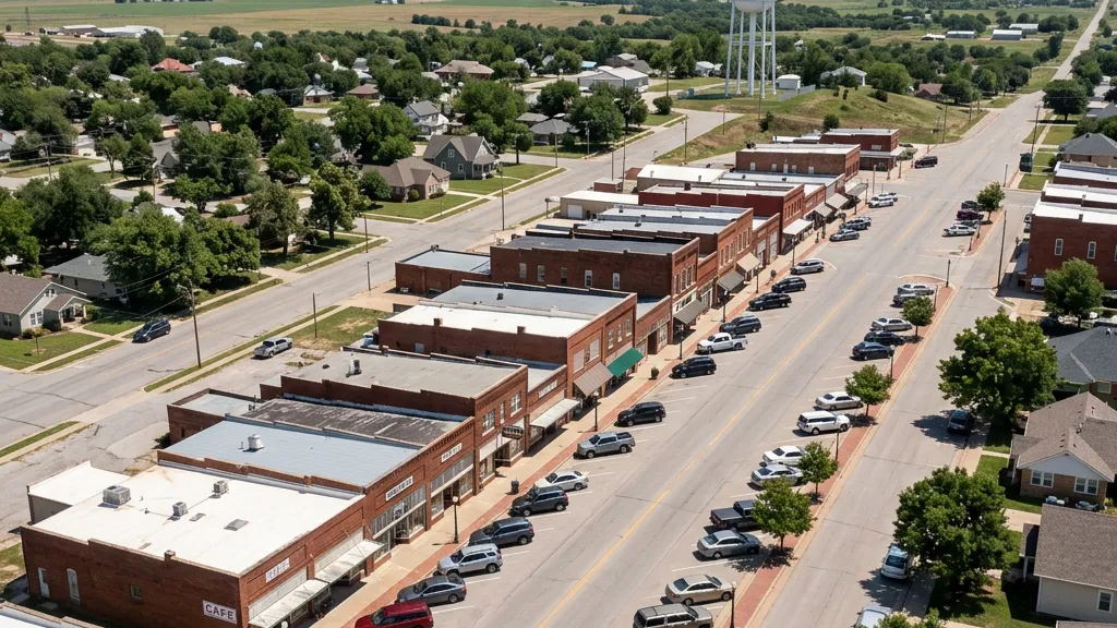 Aerial view of a completed roof replacement on an Oklahoma City home
